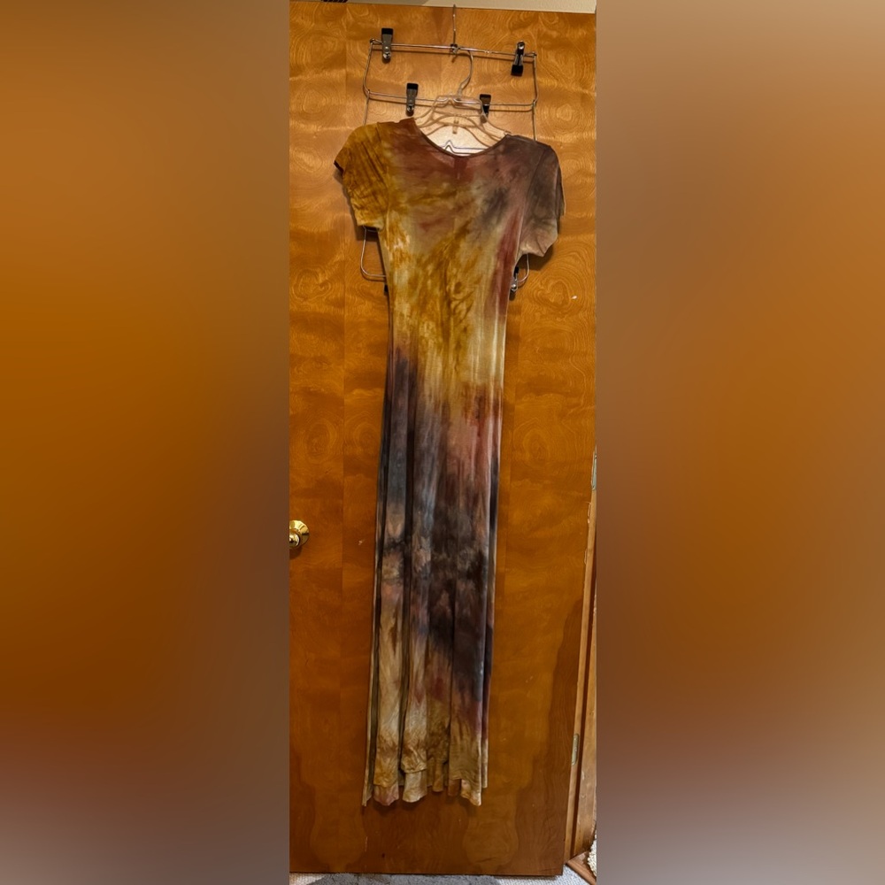 New Love Tan Jane tie dye Goddess V neck Maxi Dress XS - Picture 4 of 11